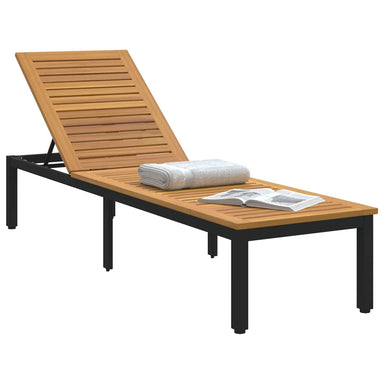 Ligbed Zwart 200 x 55 x 35 cm Massief Acaciahout