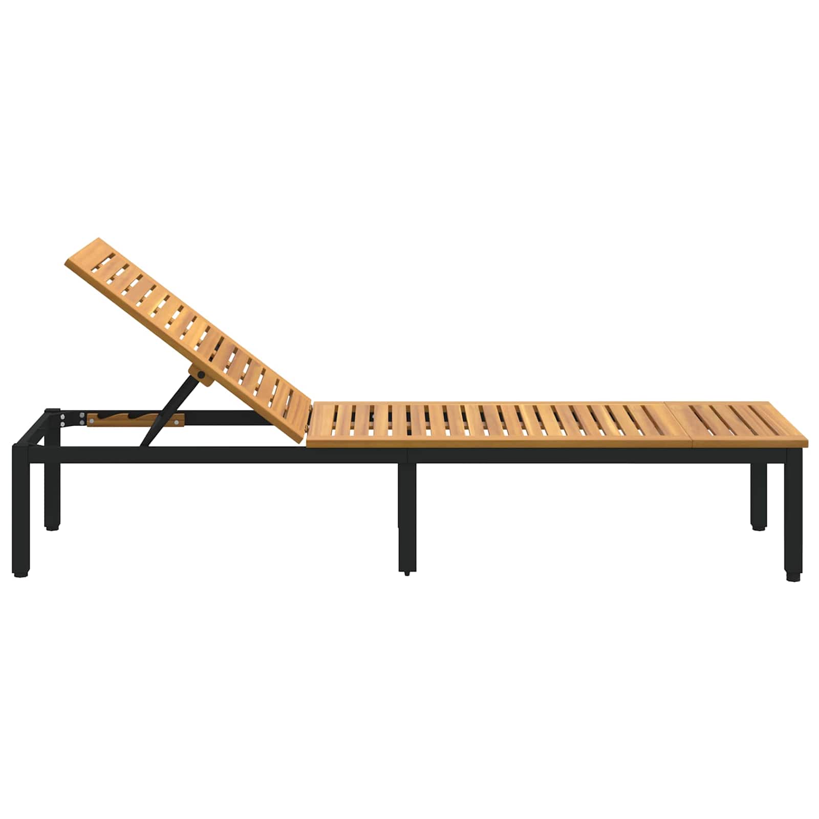 Ligbed Zwart 200 x 55 x 35 cm Massief Acaciahout