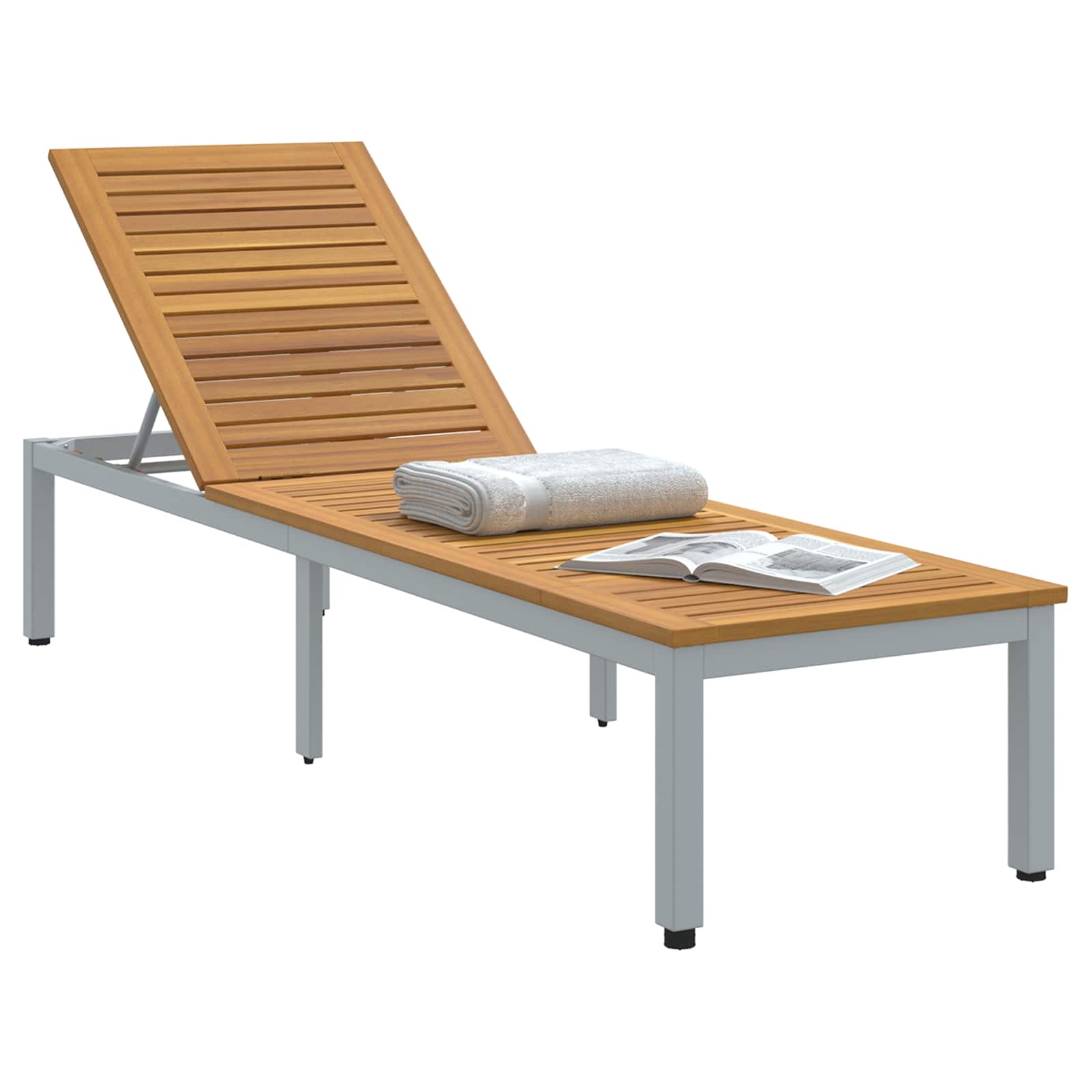 Ligbed Grijs 200 x 55 x 35 cm Massief Acaciahout