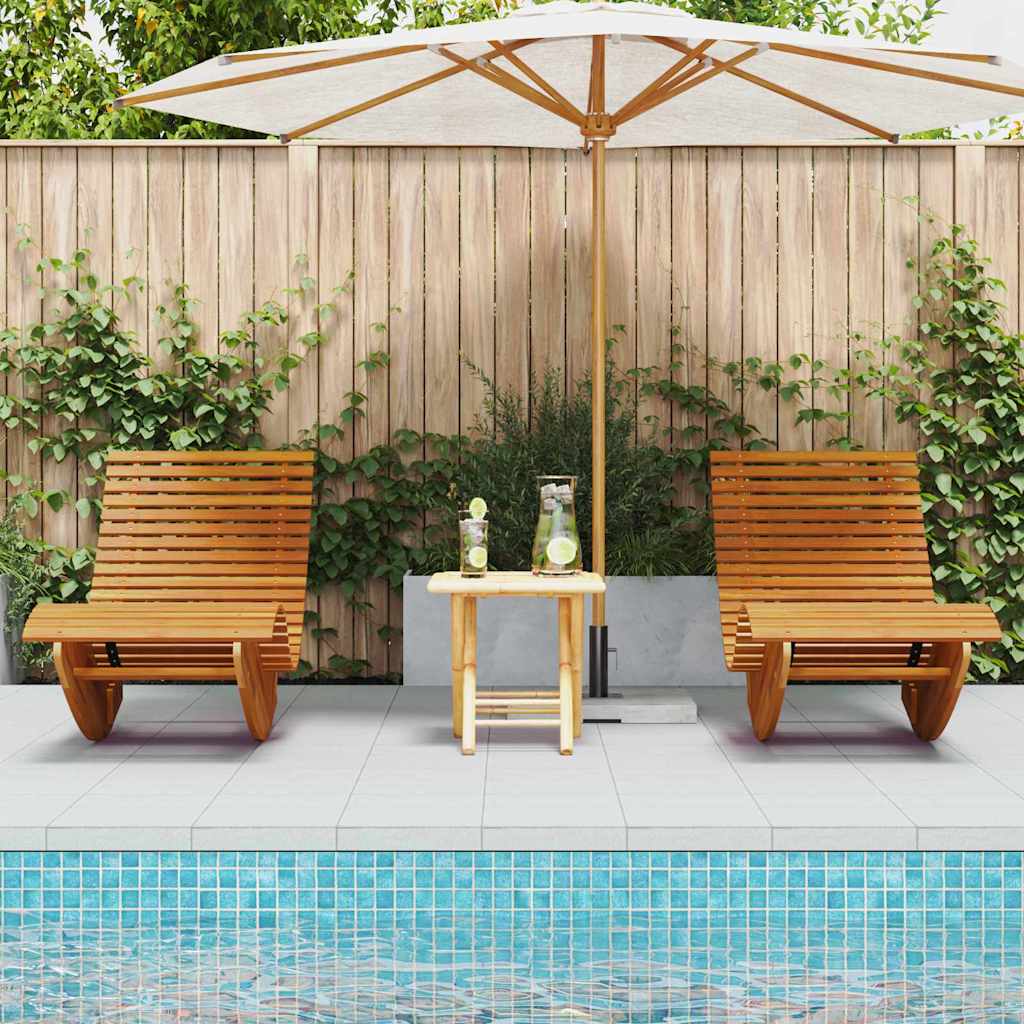 Lounger 2 st Massief Acaciahout Bruin
