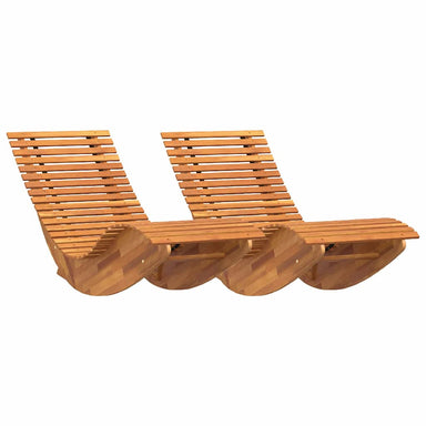 Lounger 2 st Massief Acaciahout Bruin