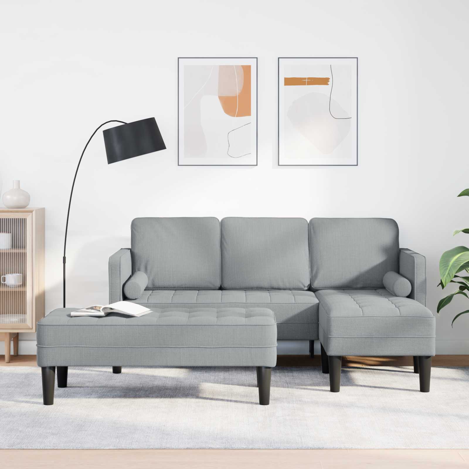 Bankstel 2 st Lichtgrijs Polyester