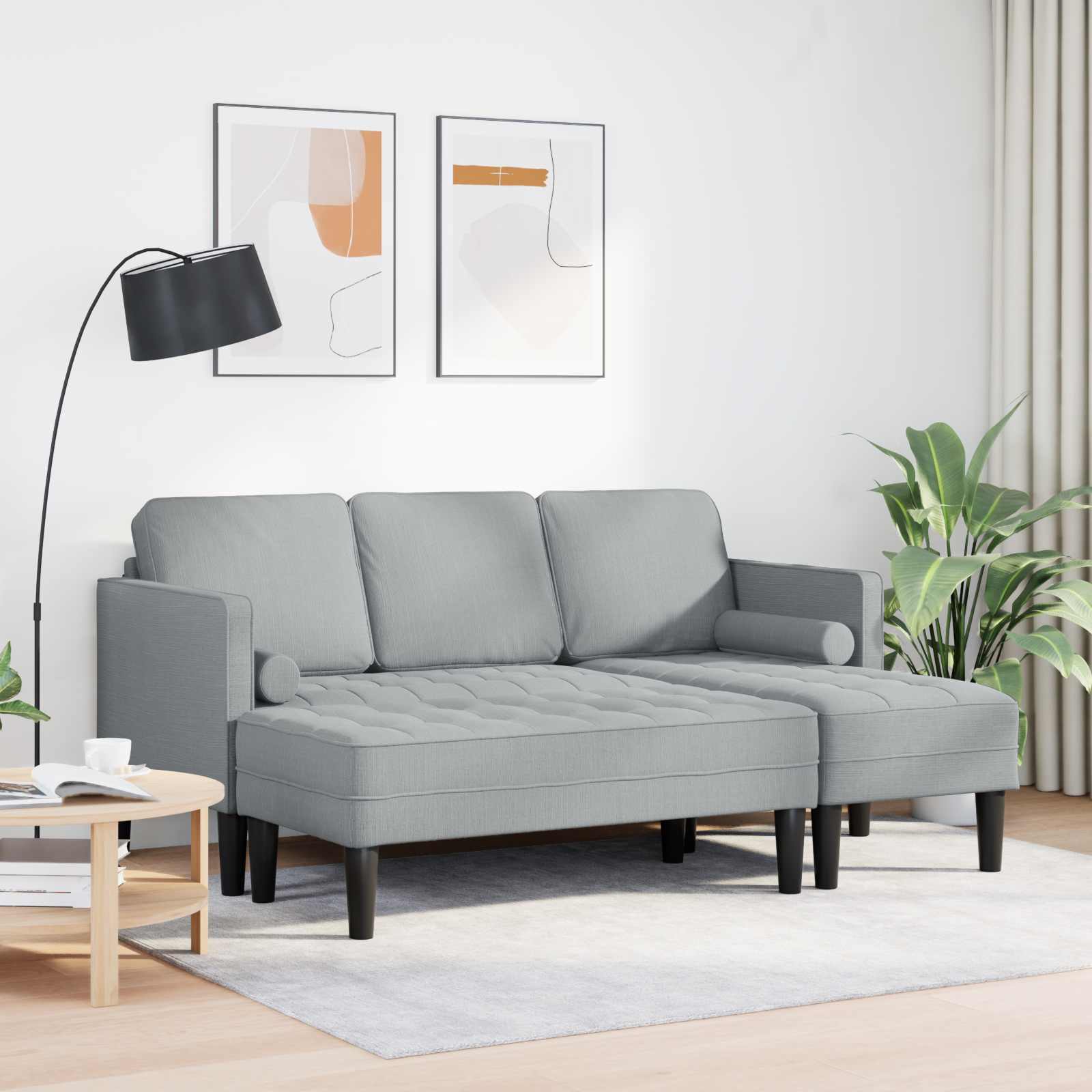 Bankstel 2 st Lichtgrijs Polyester