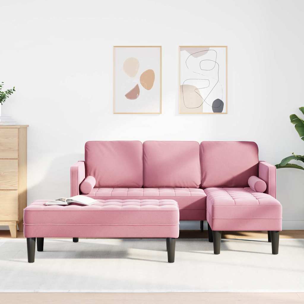 Bankstel met kussen 2 pcs Roze Polyester