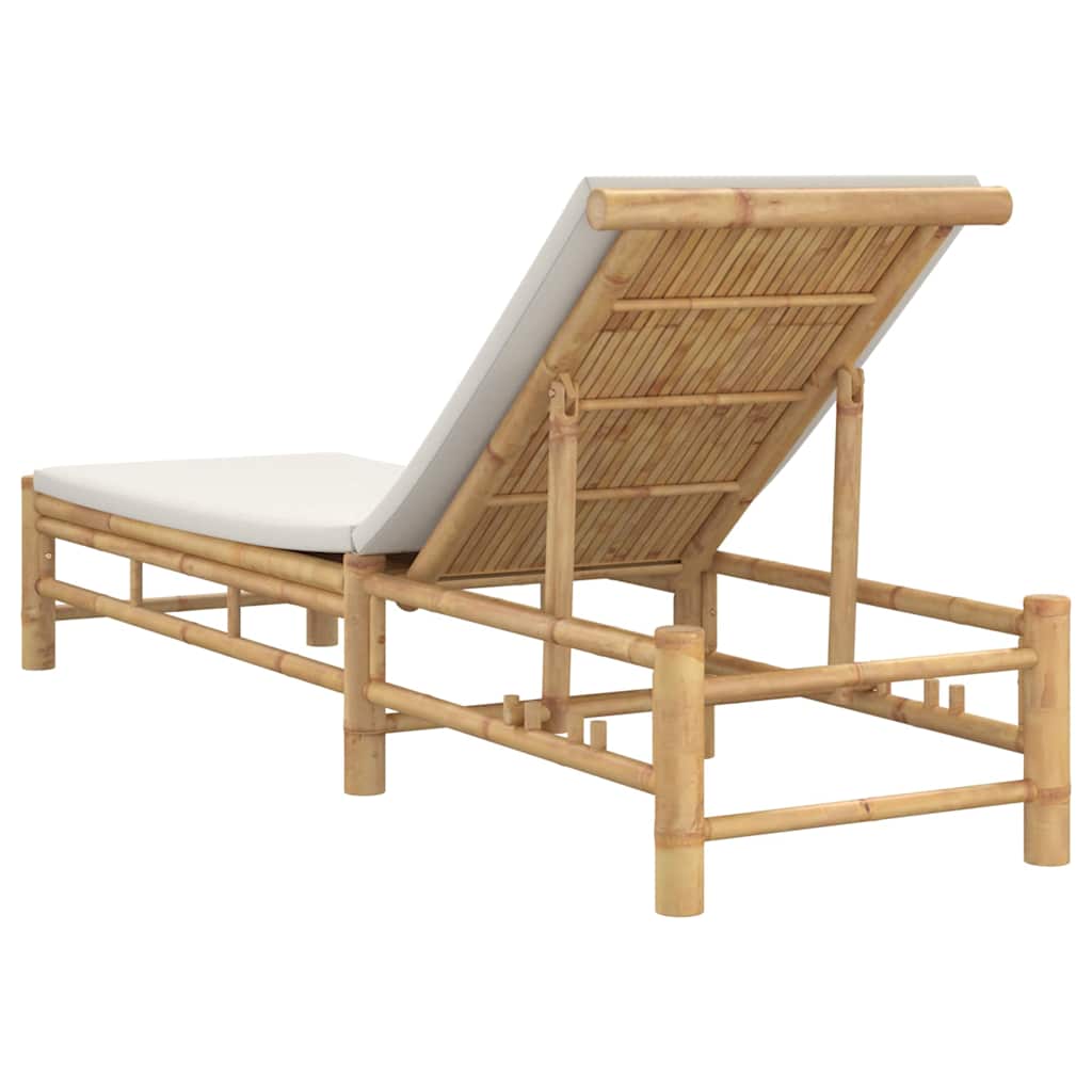 Ligstoel met kussens 55x199x30 cm bamboe