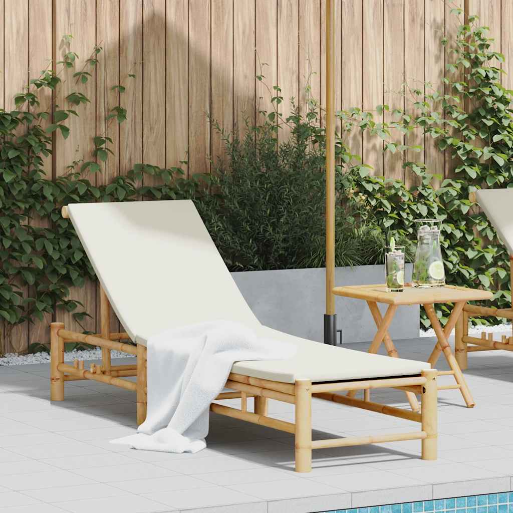 Ligstoel met kussens 55x199x30 cm bamboe