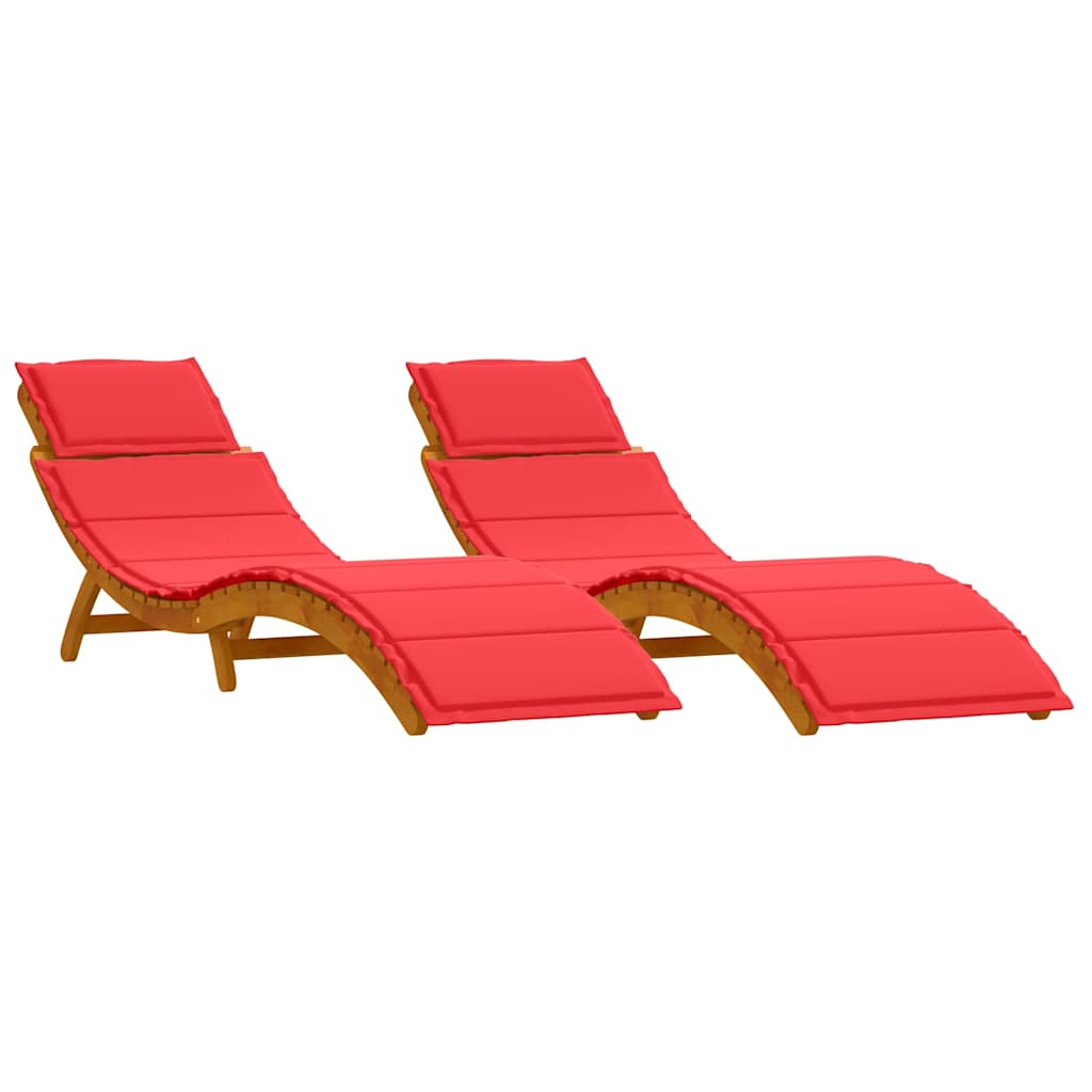 Ligbed 2 st Massief Acaciahout Rood
