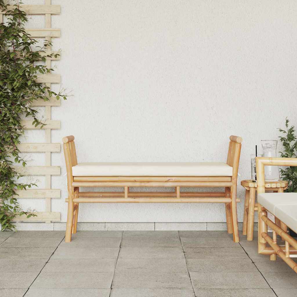 Tuinbank met kussen Bruin 110 x 38 x 65cm Bamboe