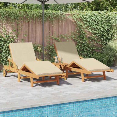 Ligstoel 2 st Massief Acaciahout Beige