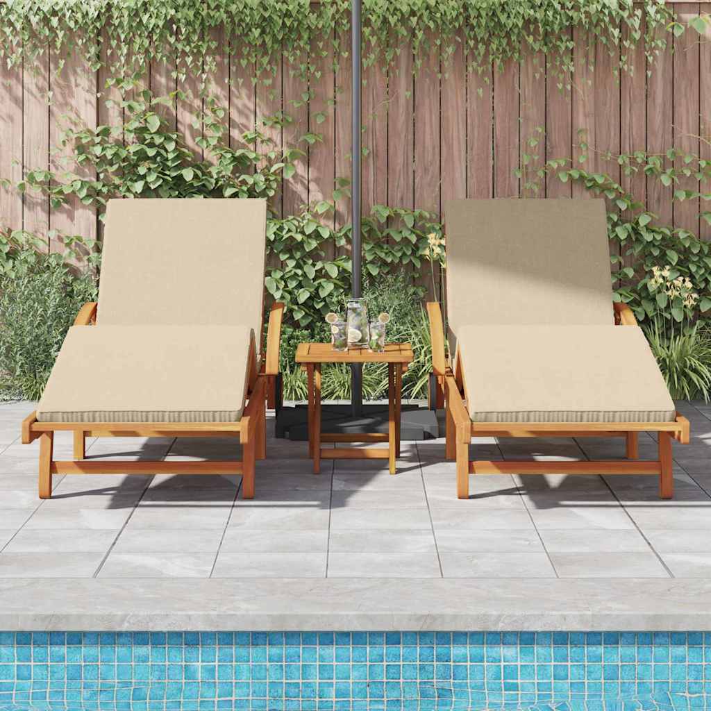 Ligstoel 2 st Massief Acaciahout Beige