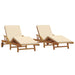 Ligstoel 2 st Massief Acaciahout Beige