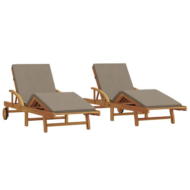 Ligstoel 2 st Massief Acaciahout Taupe