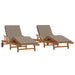 Ligstoel 2 st Massief Acaciahout Taupe