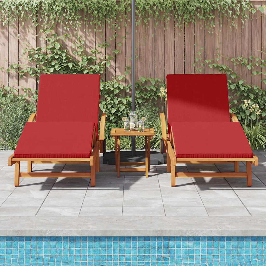 Ligstoel 2 st Massief Acaciahout Rood