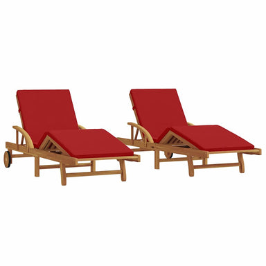 Ligstoel 2 st Massief Acaciahout Rood