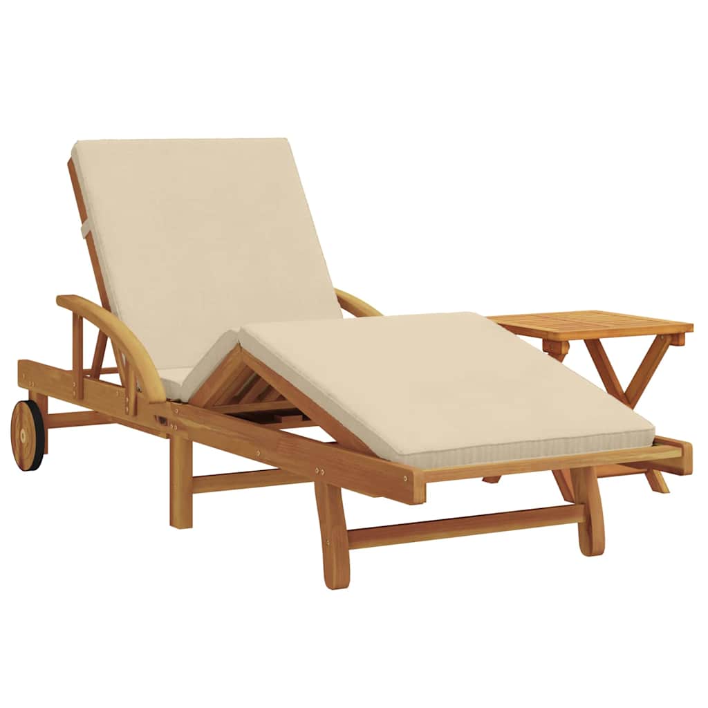 Ligstoel 2 st Massief Acaciahout Beige