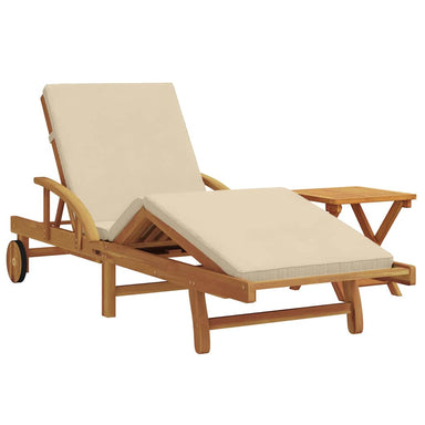 Ligstoel 2 st Massief Acaciahout Beige