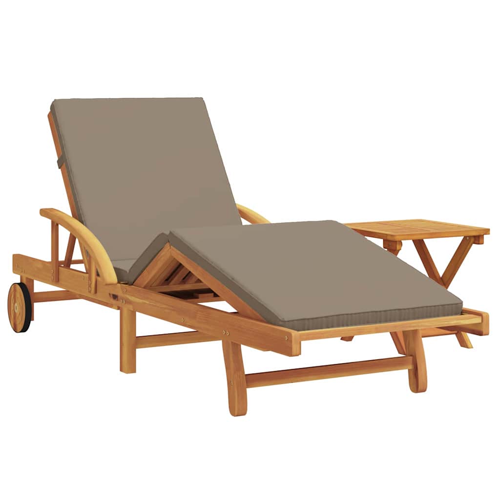 Ligstoel 2 st Massief Acaciahout Taupe