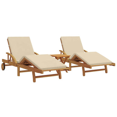 Ligstoel 3 st Massief Acaciahout Beige