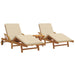 Ligstoel 3 st Massief Acaciahout Beige