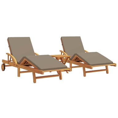 Ligstoel 3 st Massief Acaciahout Taupe
