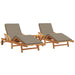 Ligstoel 3 st Massief Acaciahout Taupe