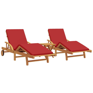 Ligstoel 3 st Massief Acaciahout Rood