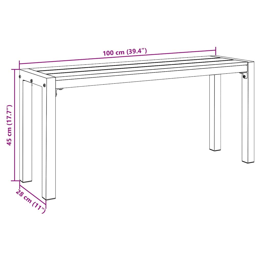 Tuinbank Bruin 100 x 28 x 45 cm Staal