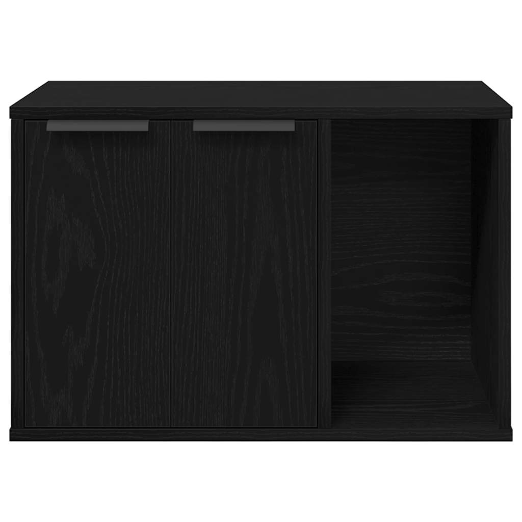 Kattenbakomheining zwart eiken 60x40x40 cm bewerkt hout