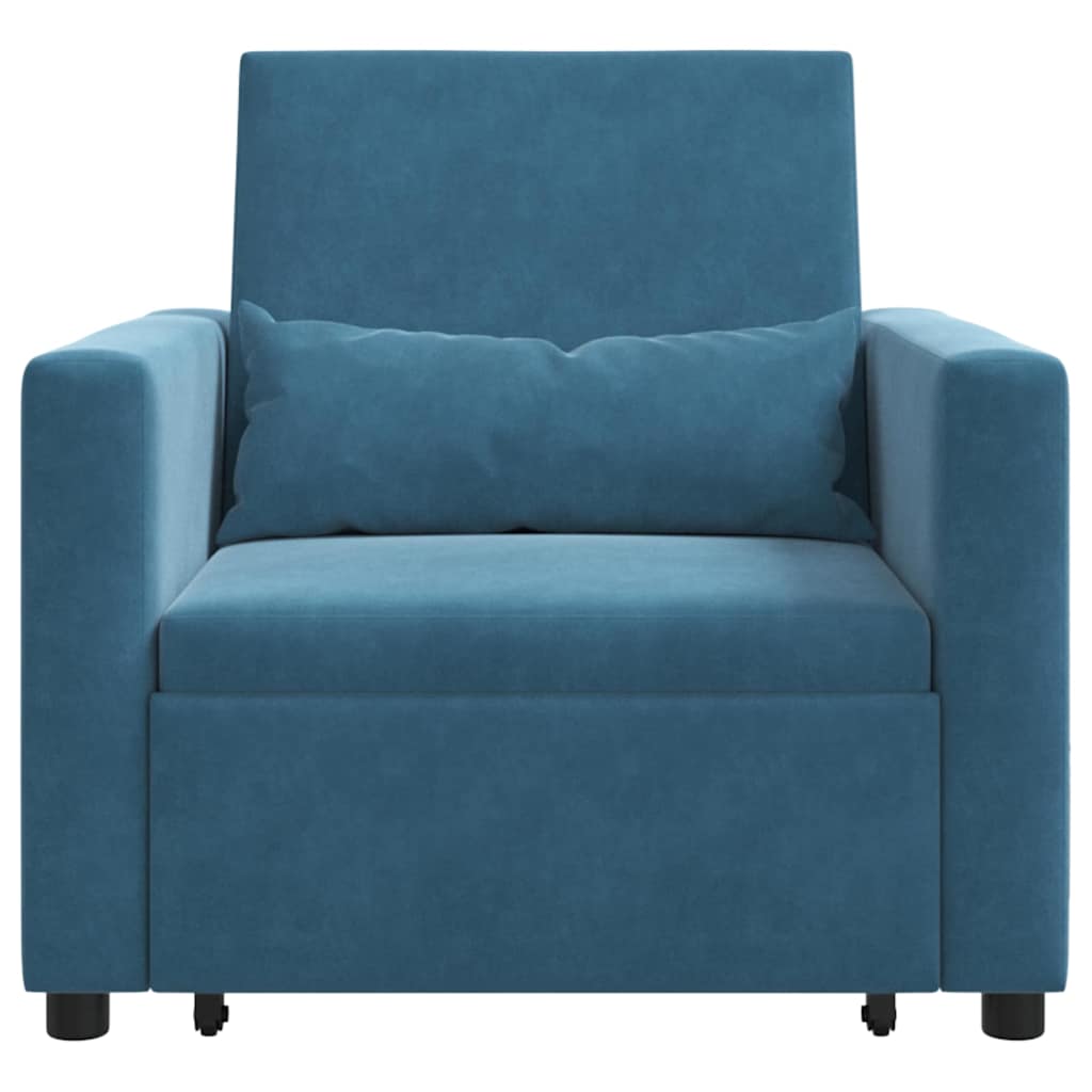 Uittrekbaar slaapbank eenpersoons met wielen Blauw Fluweel
