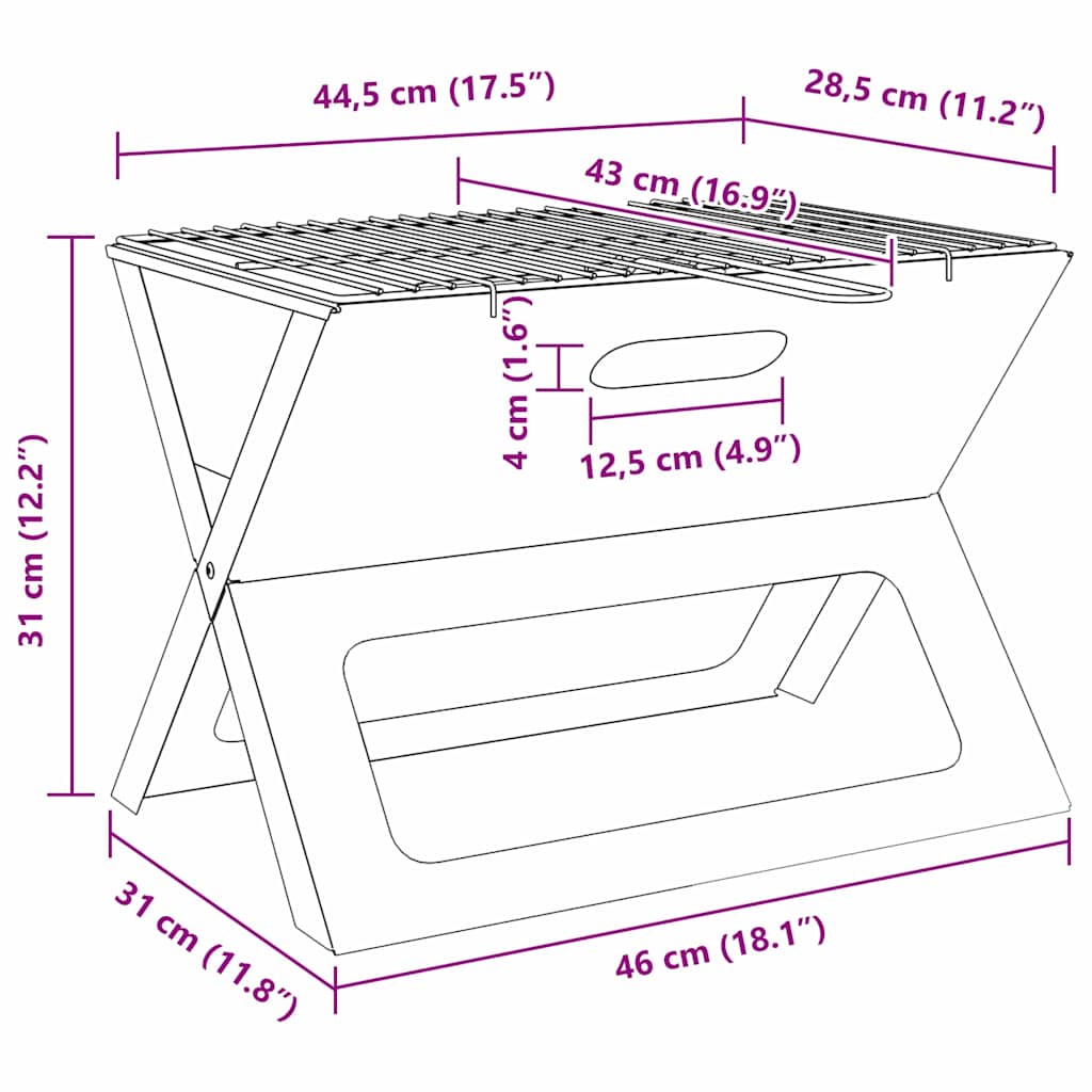 Buiten Grill Zwart 46 x 31 x 31 cm Staal