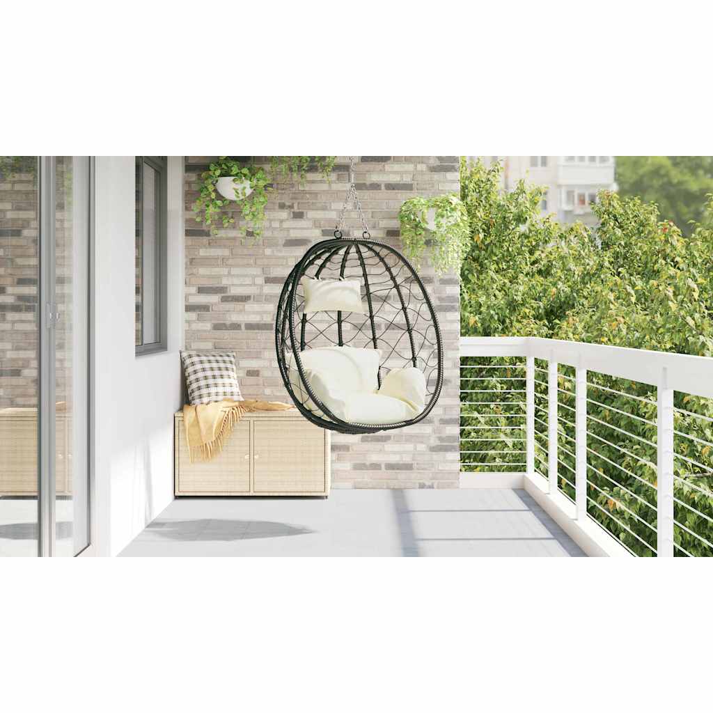 Hangende ei-stoel Crèmewit 91,5 x 54,5 x 107 cm poly rattan