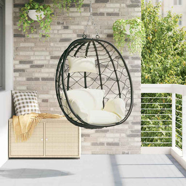 Hangende ei-stoel Crèmewit 91,5 x 54,5 x 107 cm poly rattan