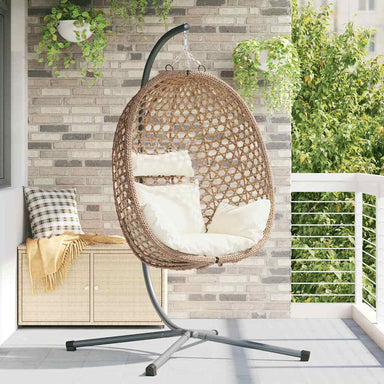Hangende ei-stoel Licht crème 104 x 100 x 191 cm poly rattan