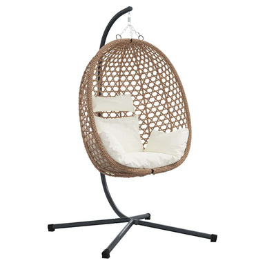 Hangende ei-stoel Licht crème 104 x 100 x 191 cm poly rattan