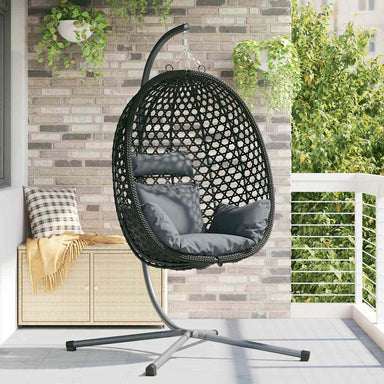 Hangende ei-stoel Antraciet en zwart 104 x 100 x 191 cm
