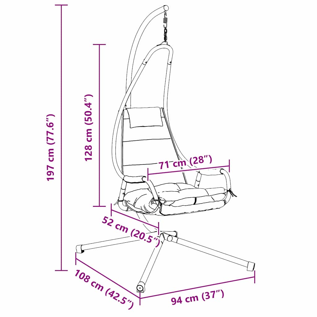 Hangende ei-stoel Koffiebruin 94 x 107 x 196,5 cm Staal