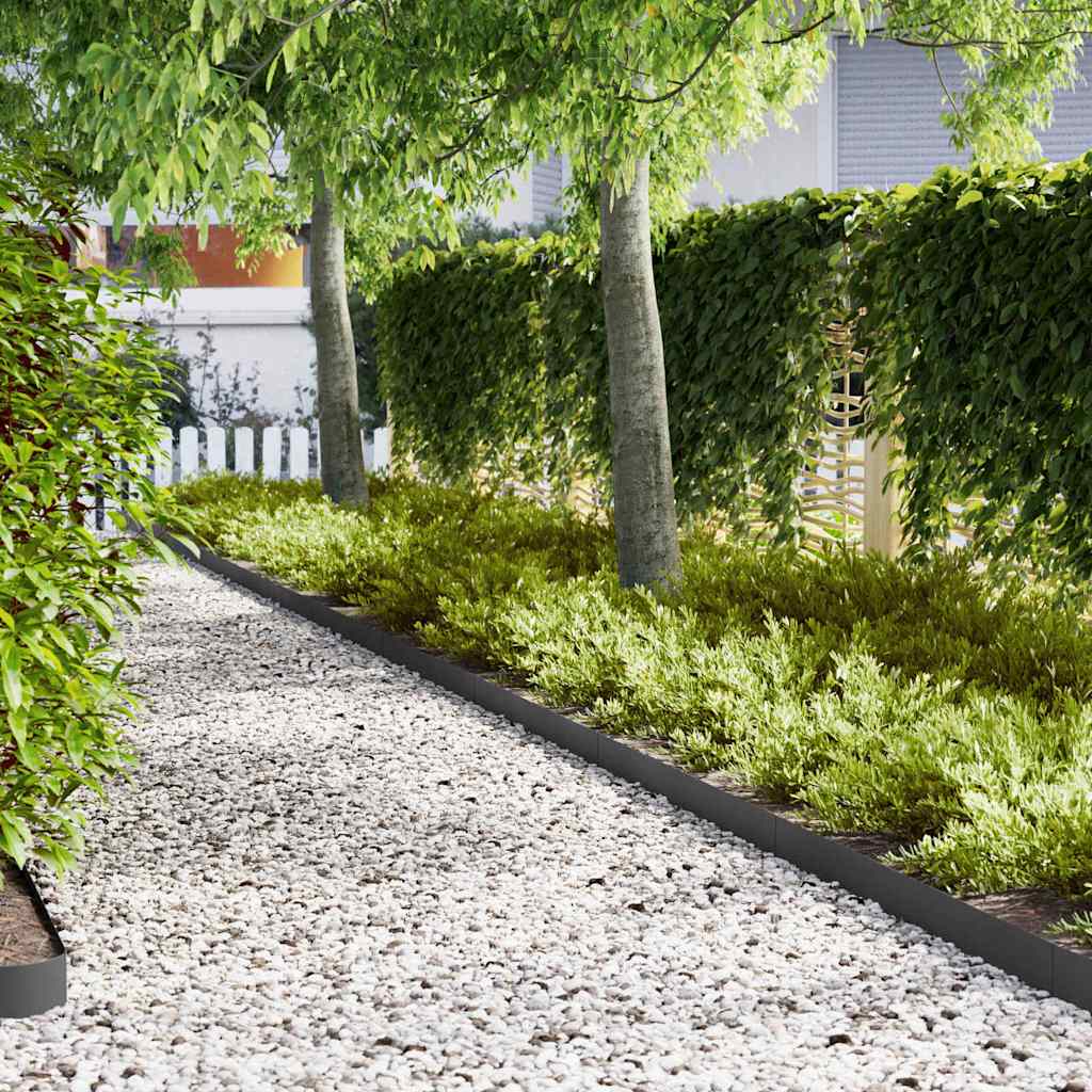 Tuinrand 10 st 100 x 0,05 x 15 cm Koudgewalst staal Zwart