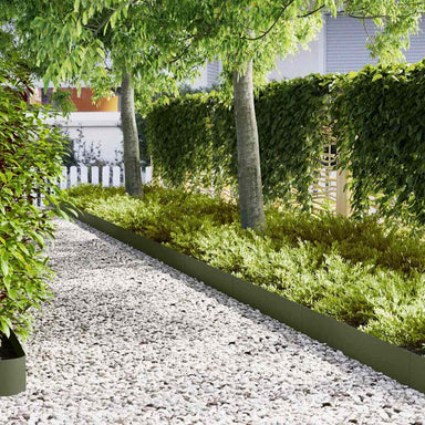 Tuinrand 20 st 100 x 0.05 x 20 cm Koudgewalst staal Olijf Groen