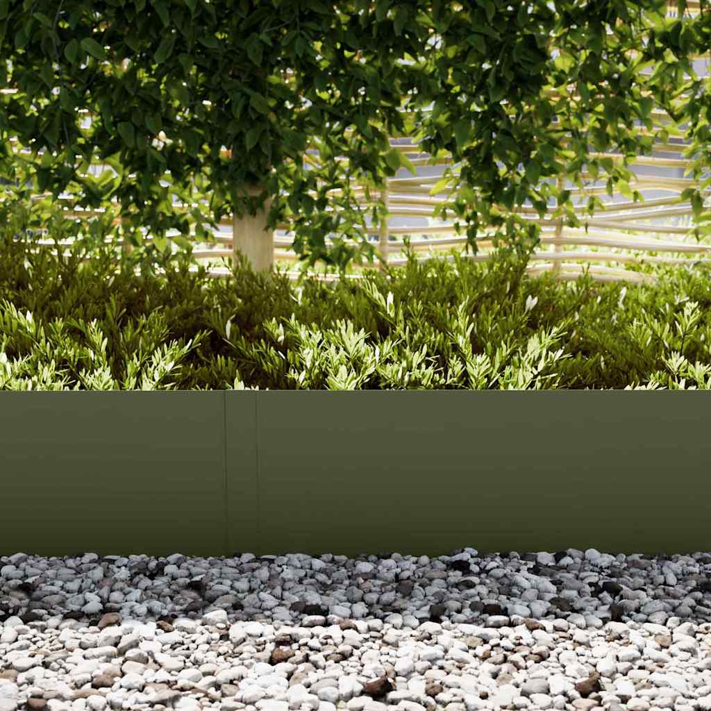 Tuinrand 10 st 100 x 0,05 x 30 cm Koudgewalst staal Olijf Groen