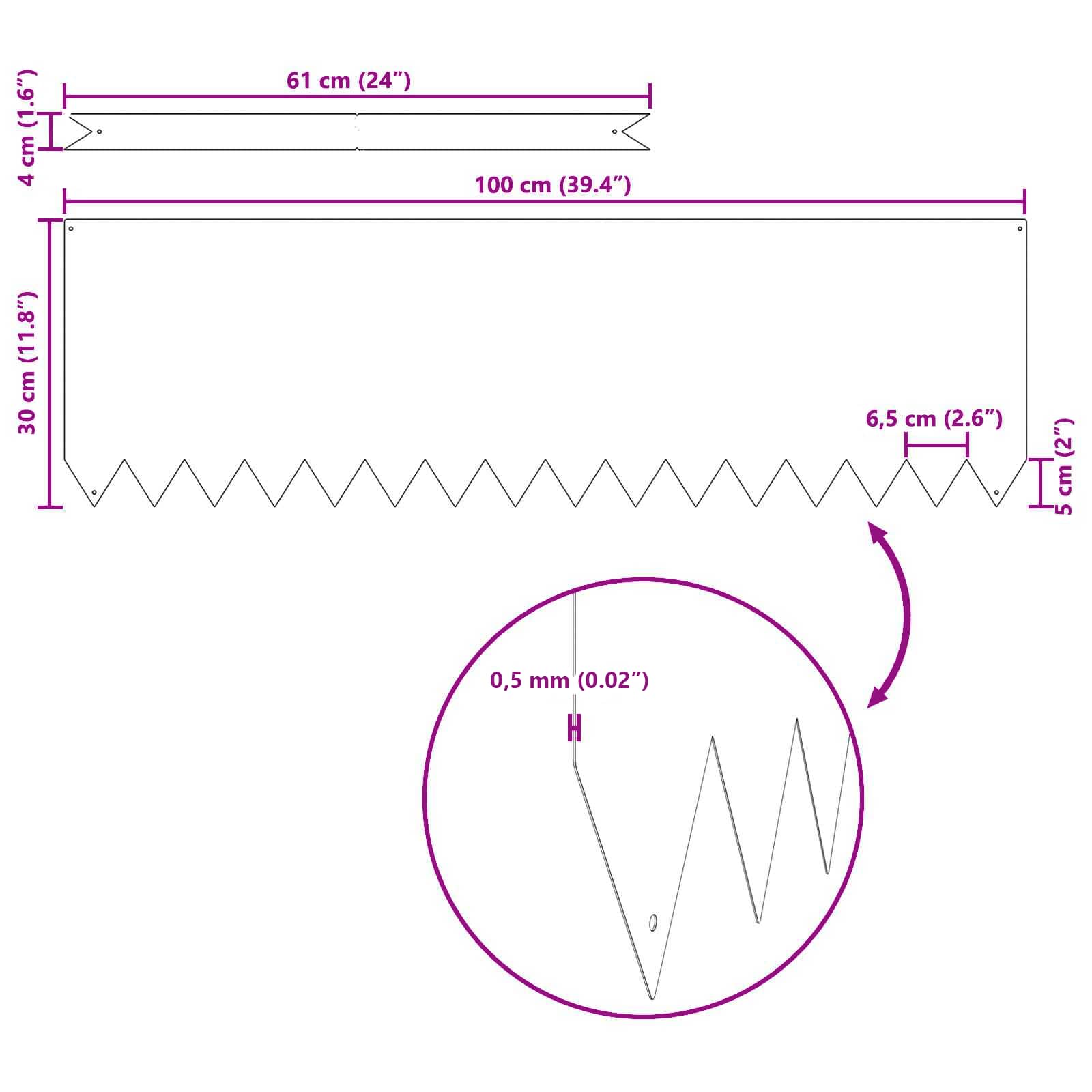 Tuinrand 10 st 100 x 0,05 x 30 cm Gegalvaniseerd staal Zilver