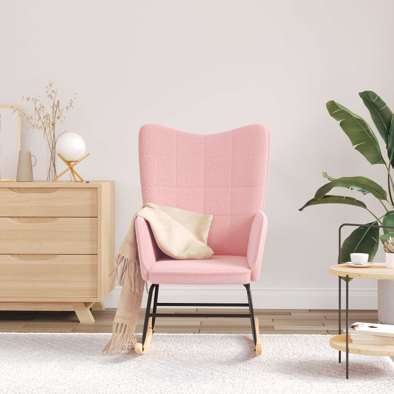 Schommelstoel Roze Sherpa Stof