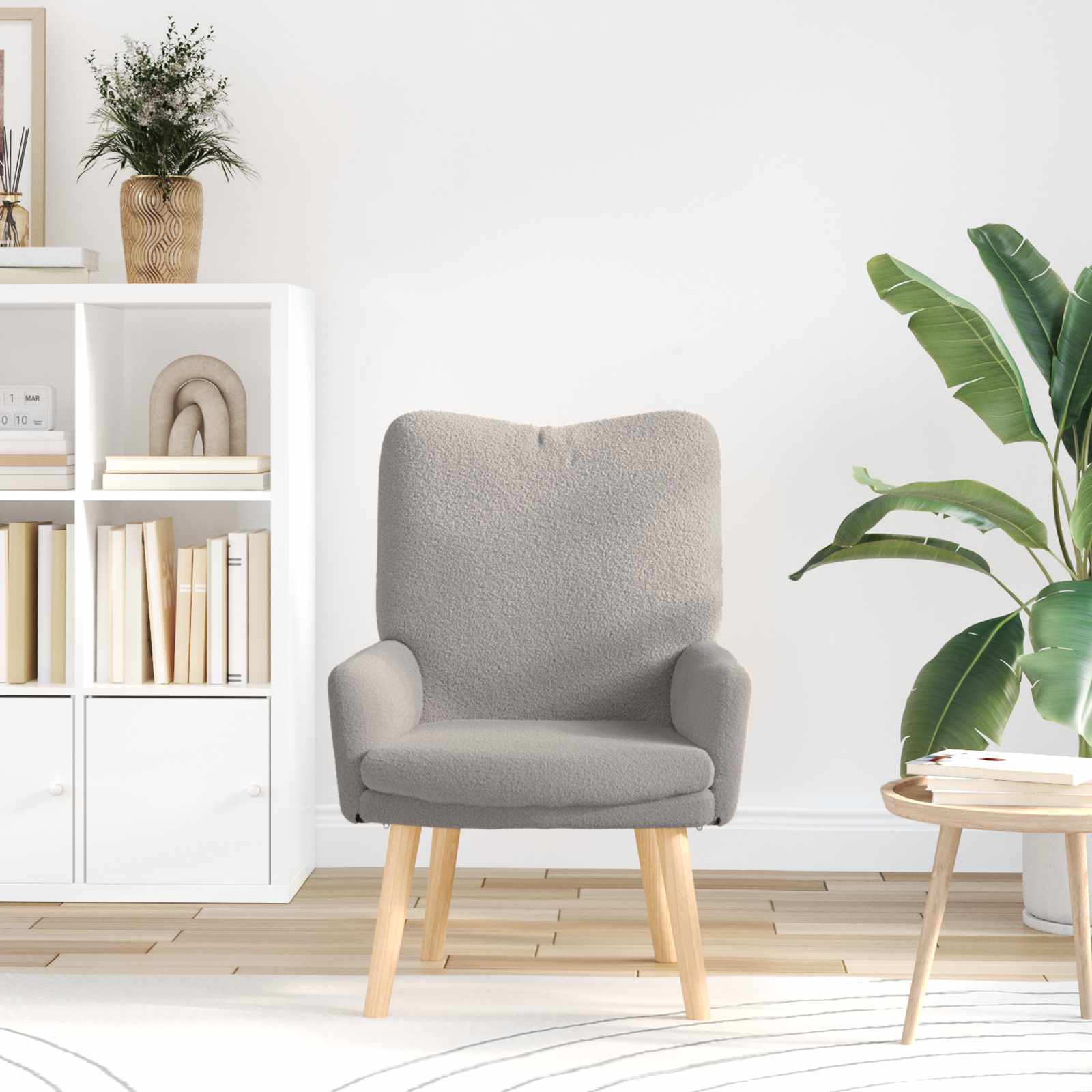 Fauteuil Lichtgrijs 63 x 67 x 94 cm Schapenstof en Triplex