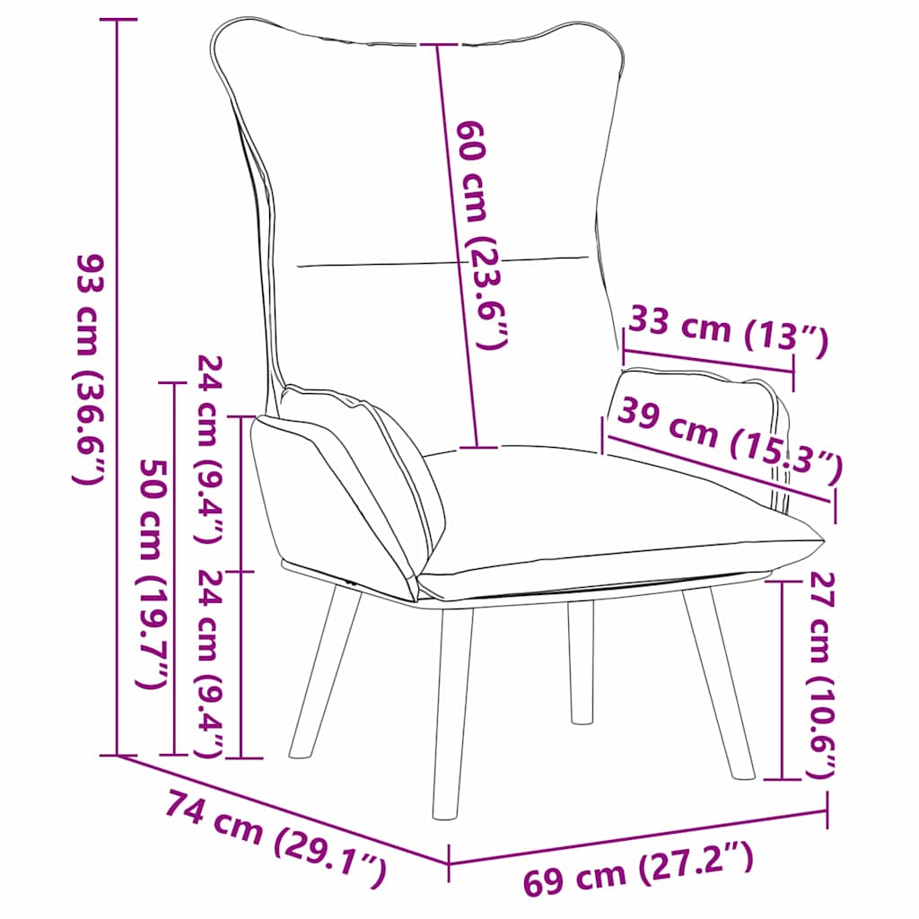 Fauteuil Wijnrood 69 x 74 x 93 cm Kunstleer