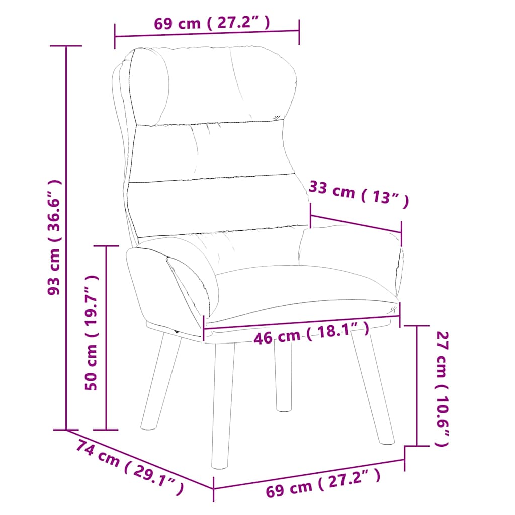 Fauteuil Geel 69 x 74 x 93 cm Fluweel
