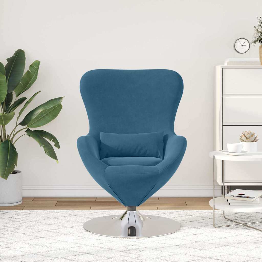Eivormige stoel Blauw Fluweel