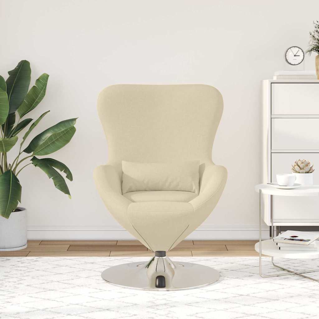 Eivormige stoel Crème 63 x 73 x 90 cm Stof