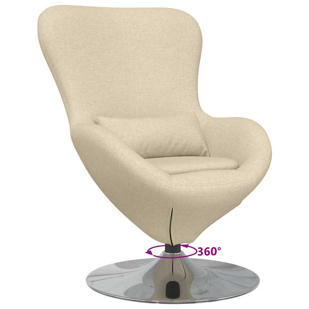 Eivormige stoel Crème 63 x 73 x 90 cm Stof