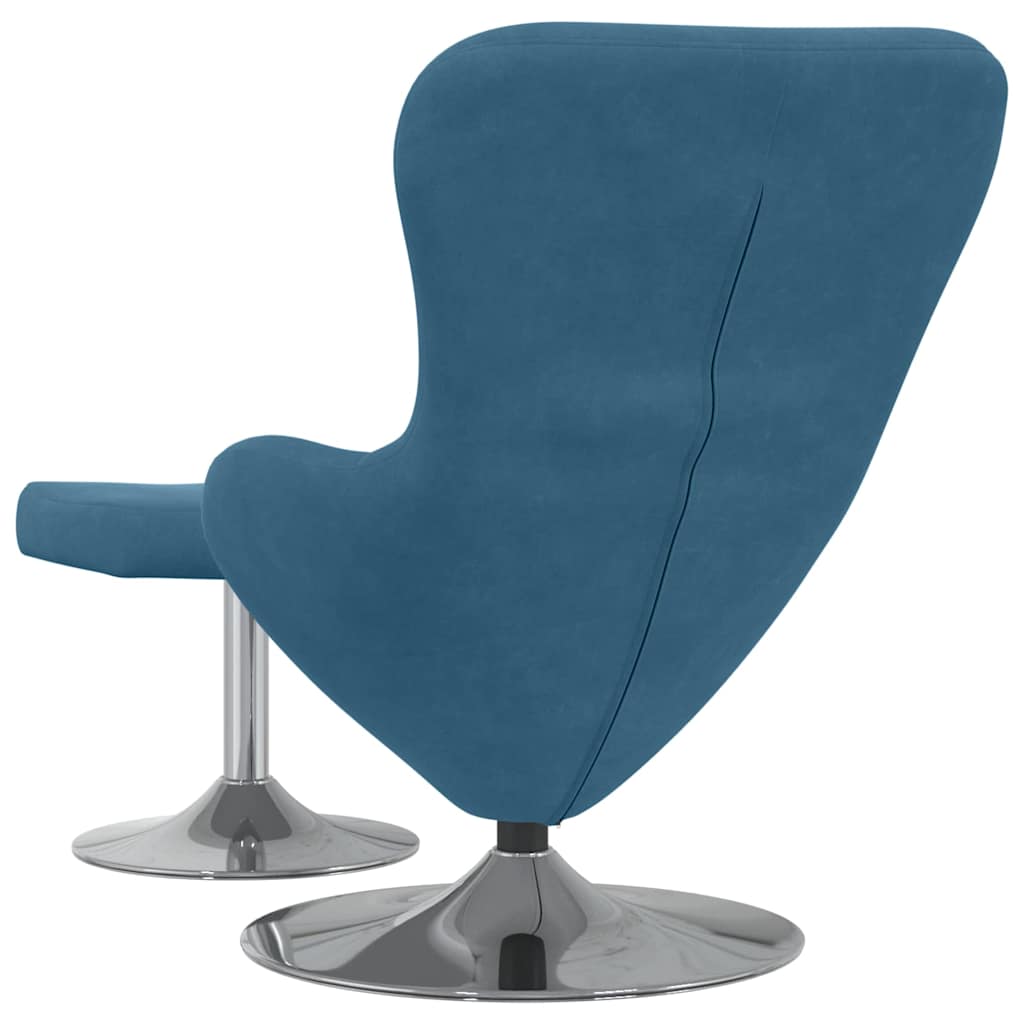 Egg Chair met Voetsteun with Footstool Blauw Fluweel