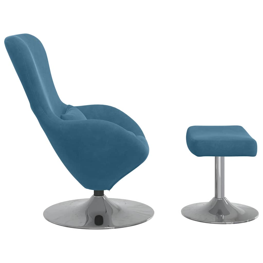 Egg Chair met Voetsteun with Footstool Blauw Fluweel